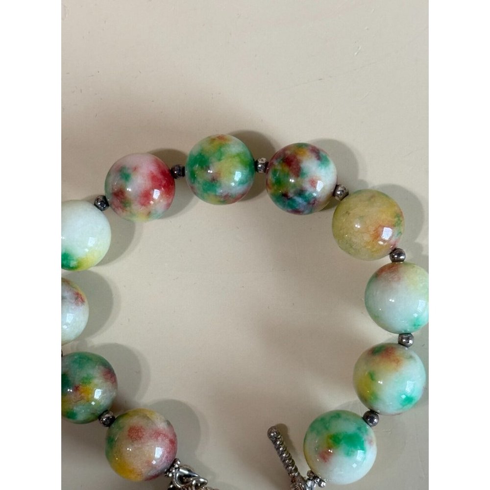 Vintage Muticolor Quartz Agate Gemstone Bracelet 8" - Picture 6 of 7